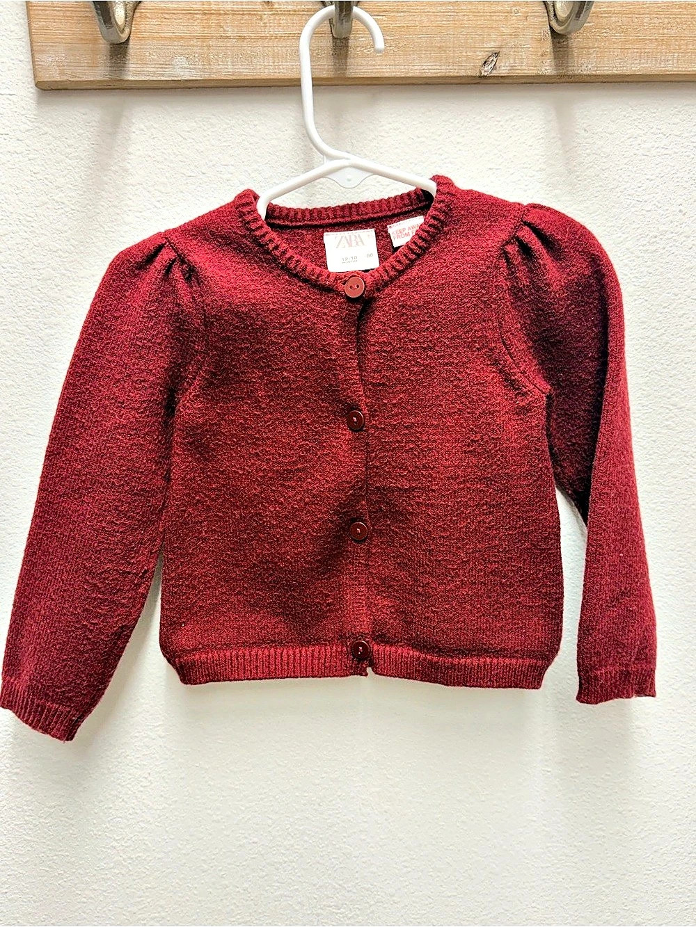 Zara baby Red burgundy button front Cardigan size 12-18 months